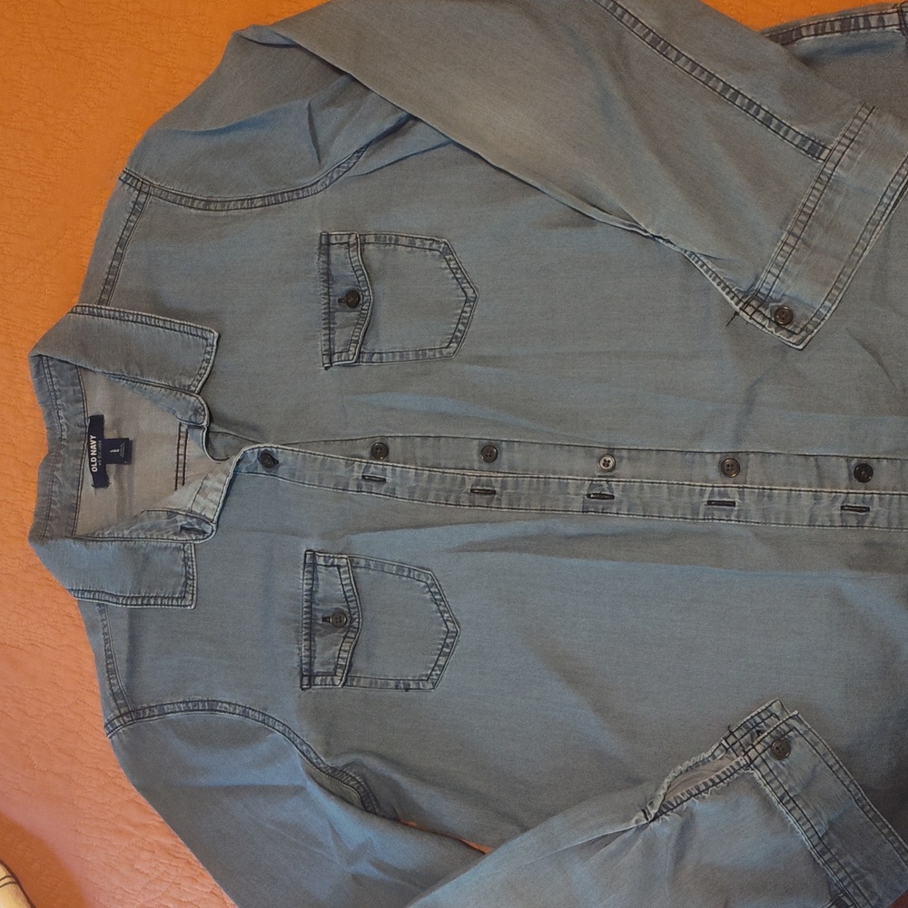 Denim button-up